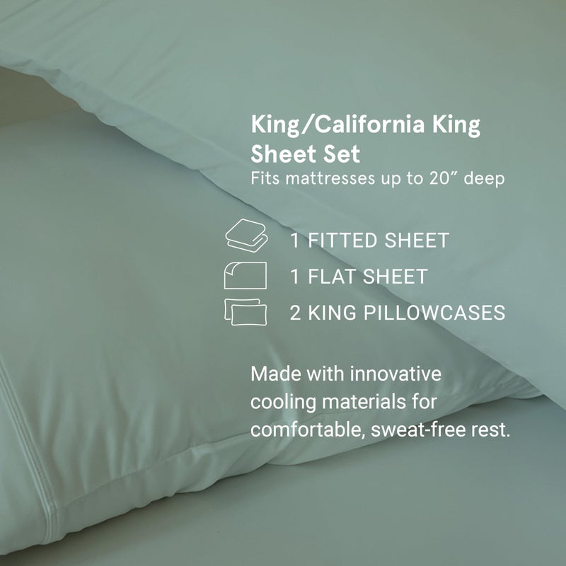 SHEEX - Original Performance Sheets Set (King/California King) Bright White - Cooling Sheets, Moisture Wicking, 1 Flat Cooling Sheet, 1 Fitted Cooling Sheet, 2 Pillow Covers, Wrinkle Free, Sleep Aid - Image 5